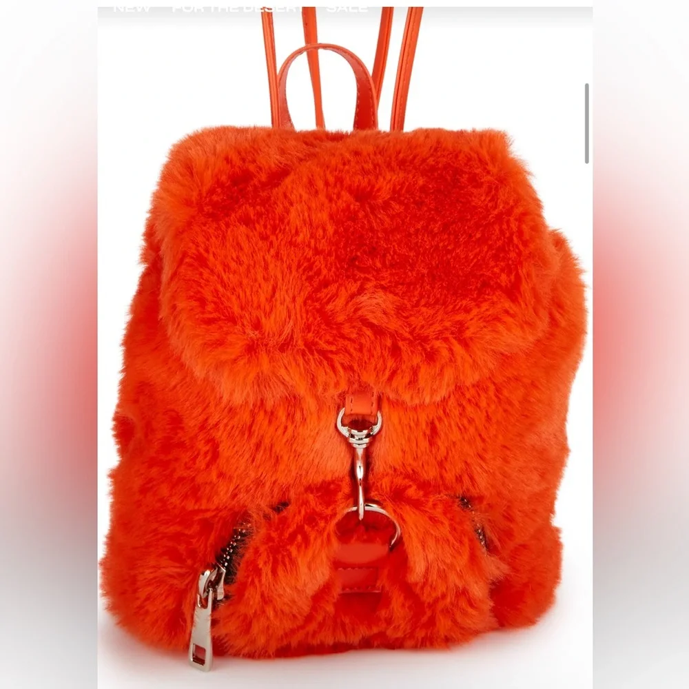 Dolls Kill Fuzzy Orange mini backpack NWT - Picture 5 of 6